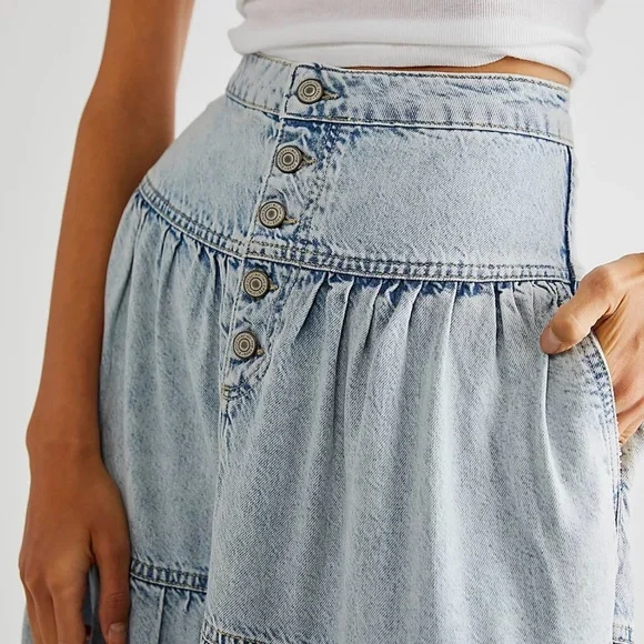 🥰SOLD 🥰Free People Tiered Dreamweaver Festival Boho Coastal Cowgirl Maxi XS - Picture 3 of 8